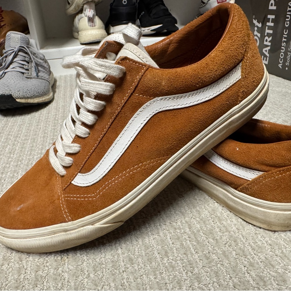 Vans Men's Orange Suede Sneakers
